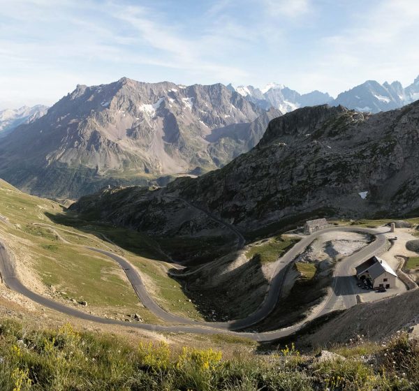 panorama with Col de Galibier in the alps